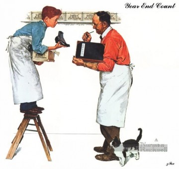 Artworks by 350 Famous Artists Painting - year end count Norman Rockwell